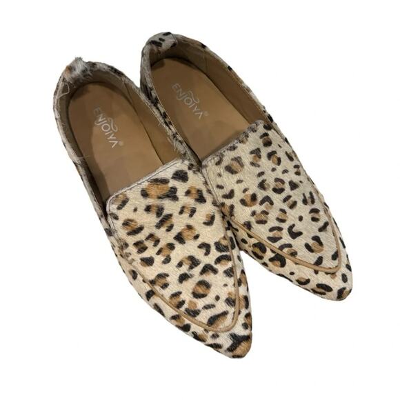 Enjoiya Cheetah Print Calf Hair Pointy Toe Flats sz 6 - Picture 2 of 4